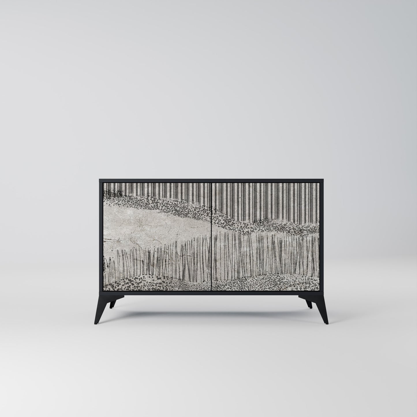 GRAIN LINES 2-Door Sideboard in Black Finish