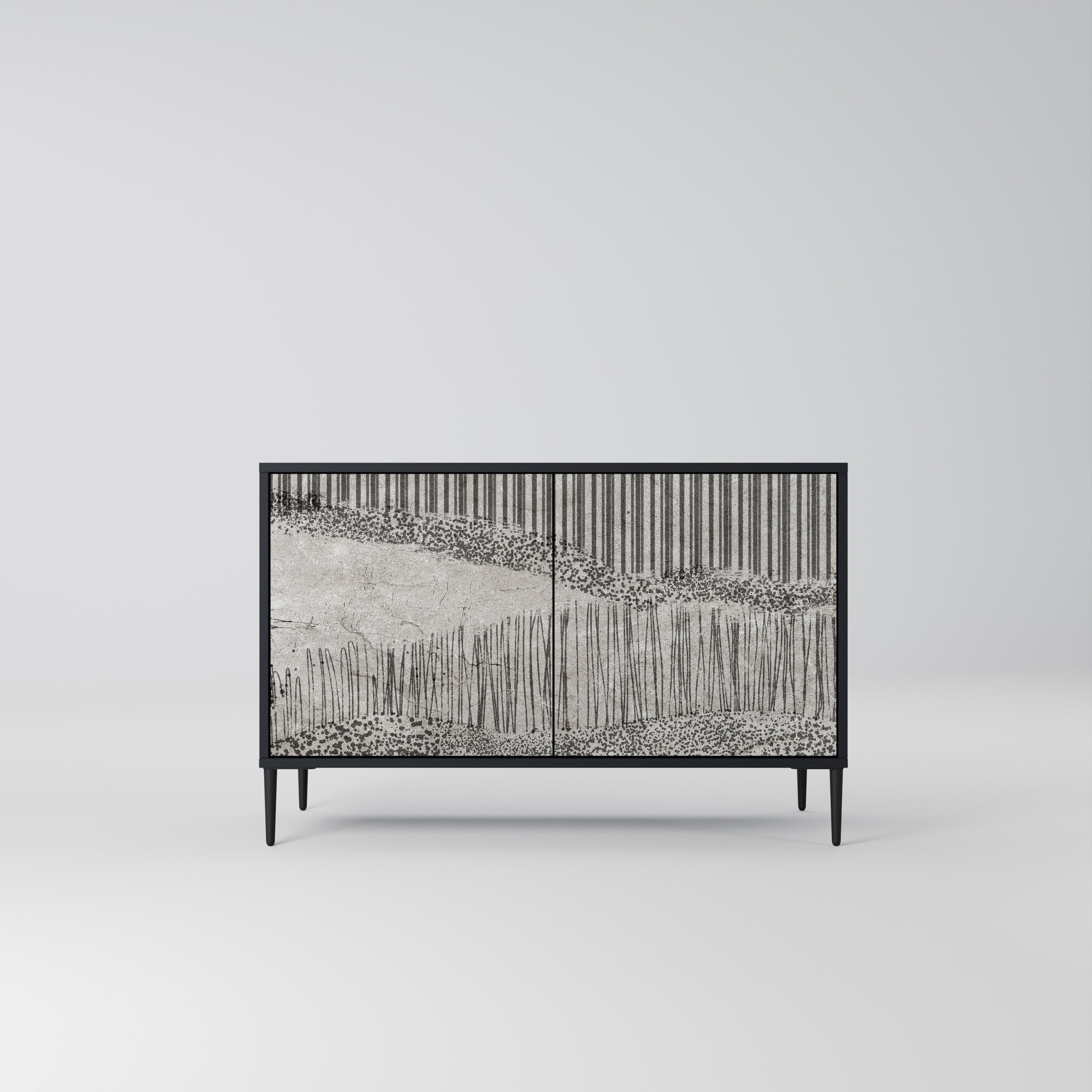 GRAIN LINES 2-dörrars skänk i svart finish
