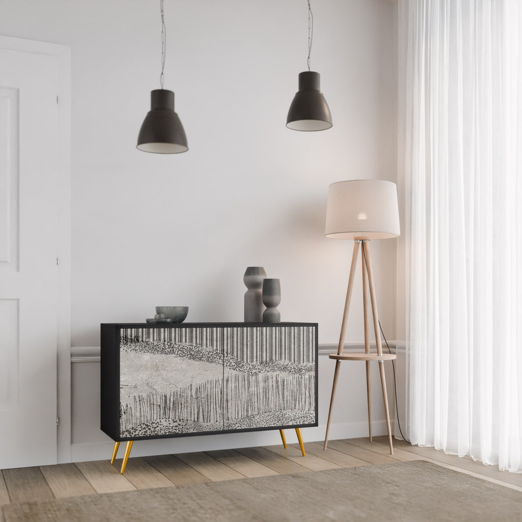 GRAIN LINES 2-dörrars skänk i svart finish