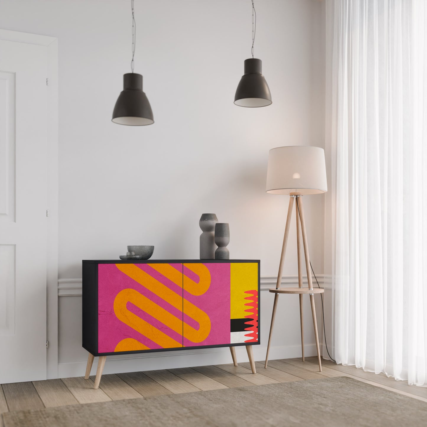 VIVID ART 2-dörrars skänk i svart finish