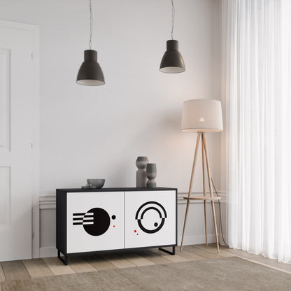 BLACK AND WHITE COMBINATION 2-Door Sideboard in Black Finish