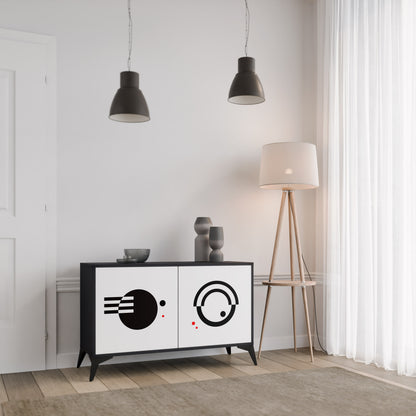 BLACK AND WHITE COMBINATION 2-Door Sideboard in Black Finish