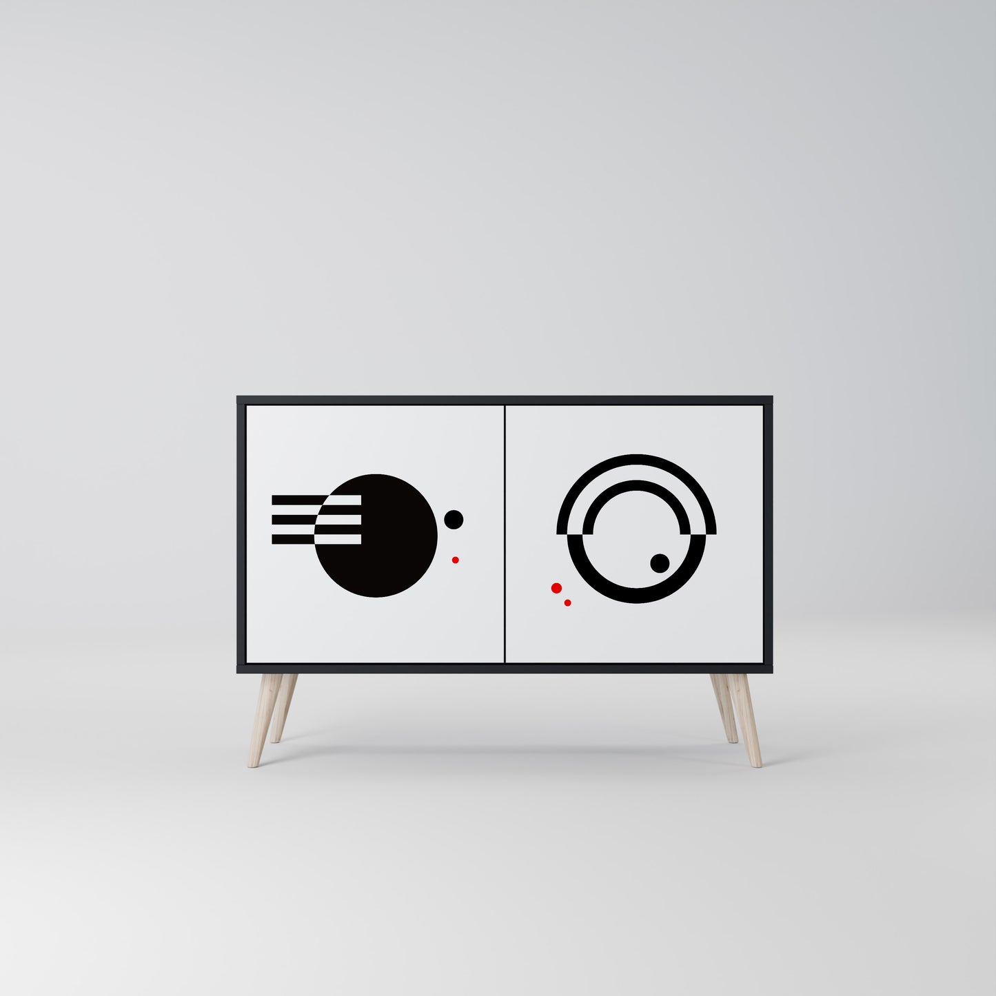 BLACK AND WHITE COMBINATION 2-Door Sideboard in Black Finish