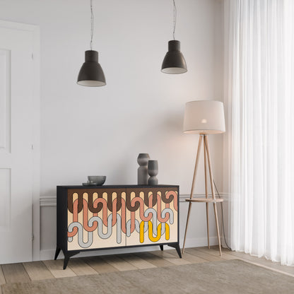 COLORFUL STRINGS 2-Door Sideboard in Black Finish