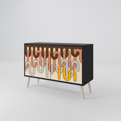 COLORFUL STRINGS 2-Door Sideboard in Black Finish