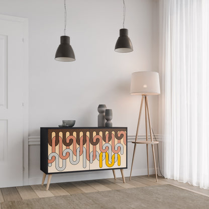 COLORFUL STRINGS 2-Door Sideboard in Black Finish