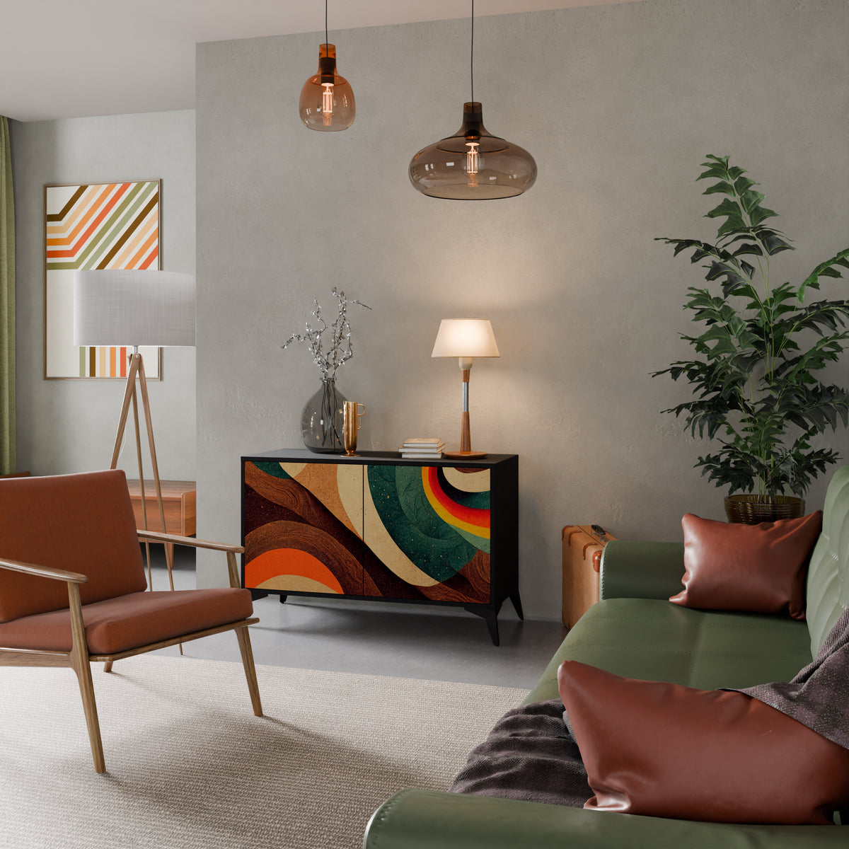COLORFUL STRANDS Skänk med två dörrar
