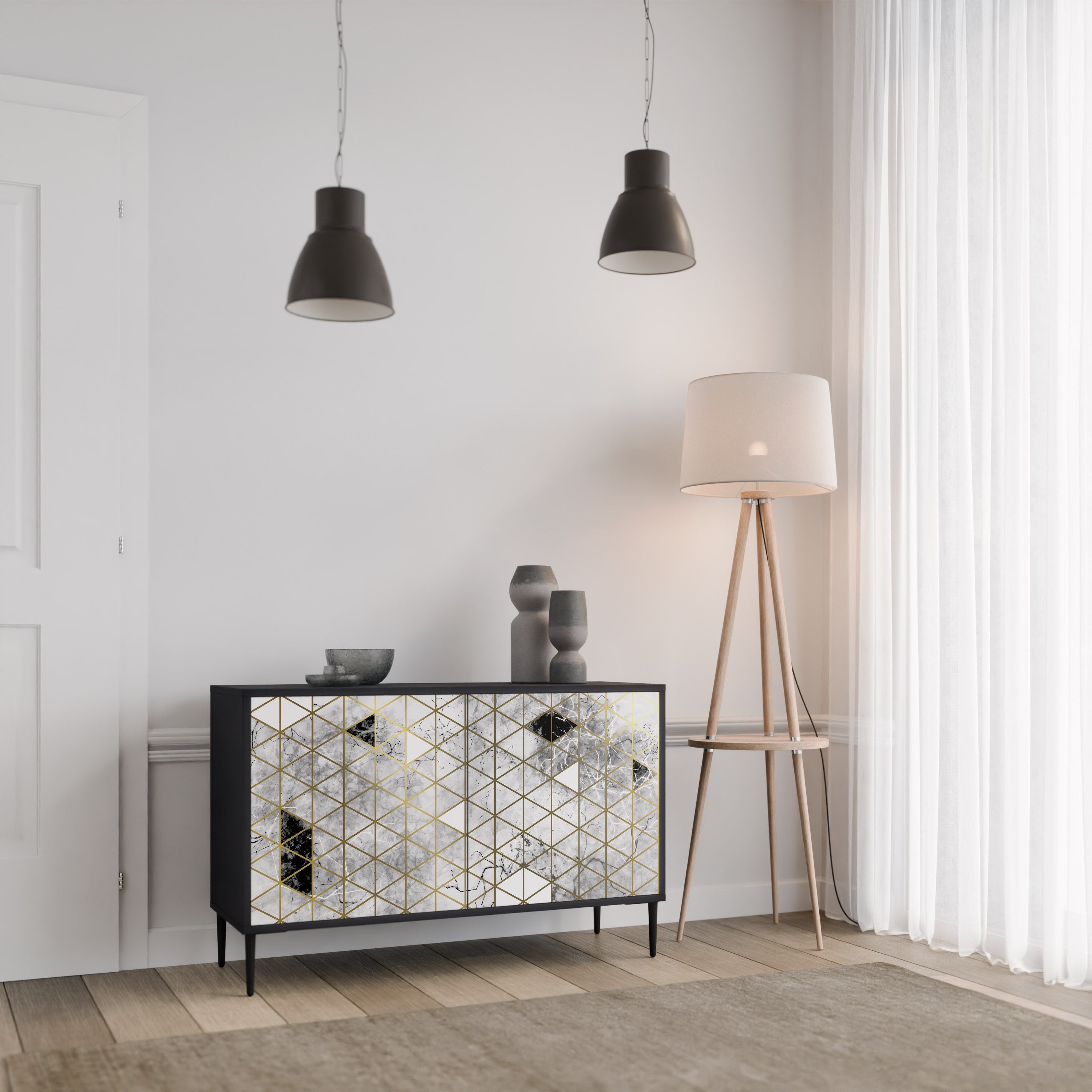 ASHEN ARIA 2-dörrars skänk i svart finish