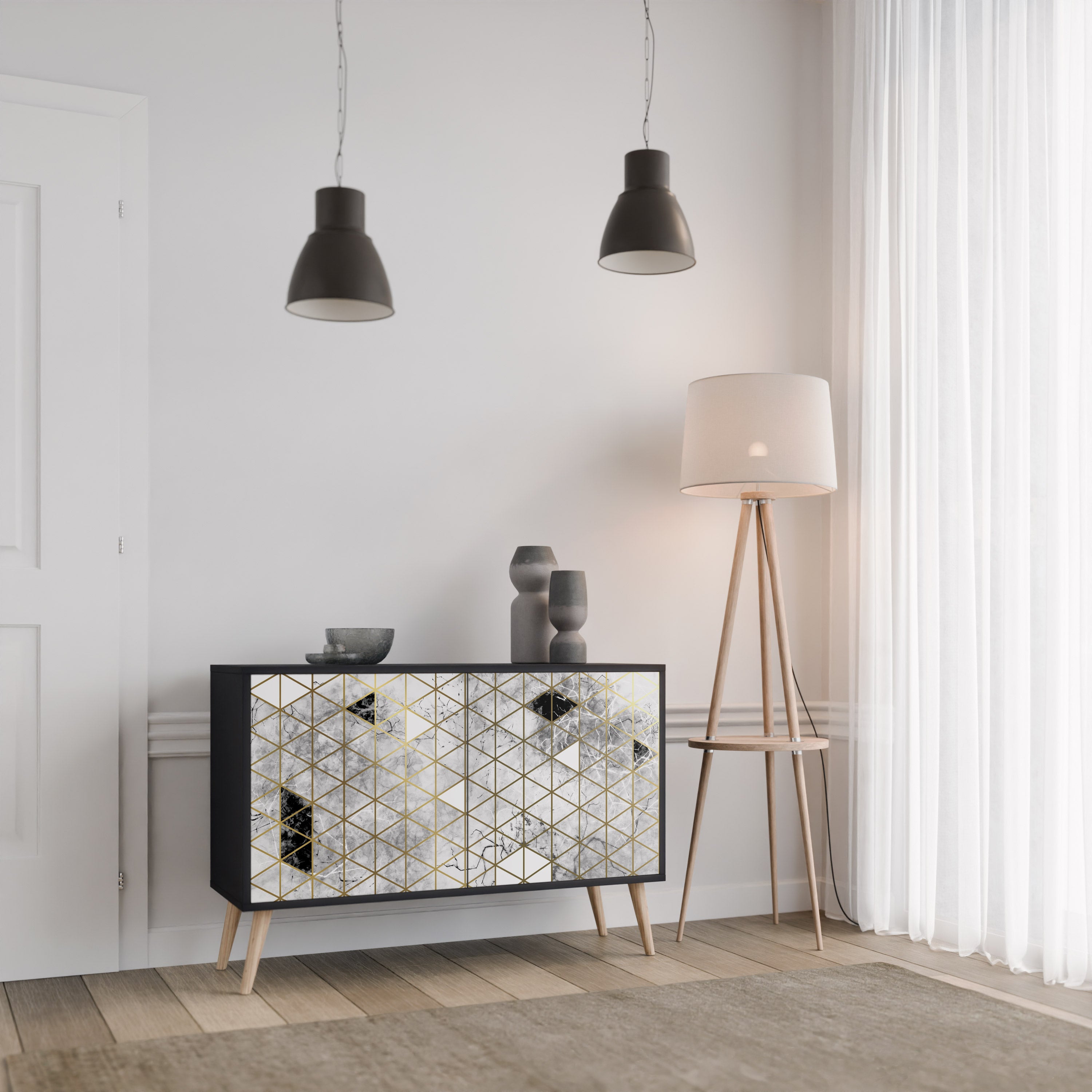ASHEN ARIA 2-dörrars skänk i svart finish
