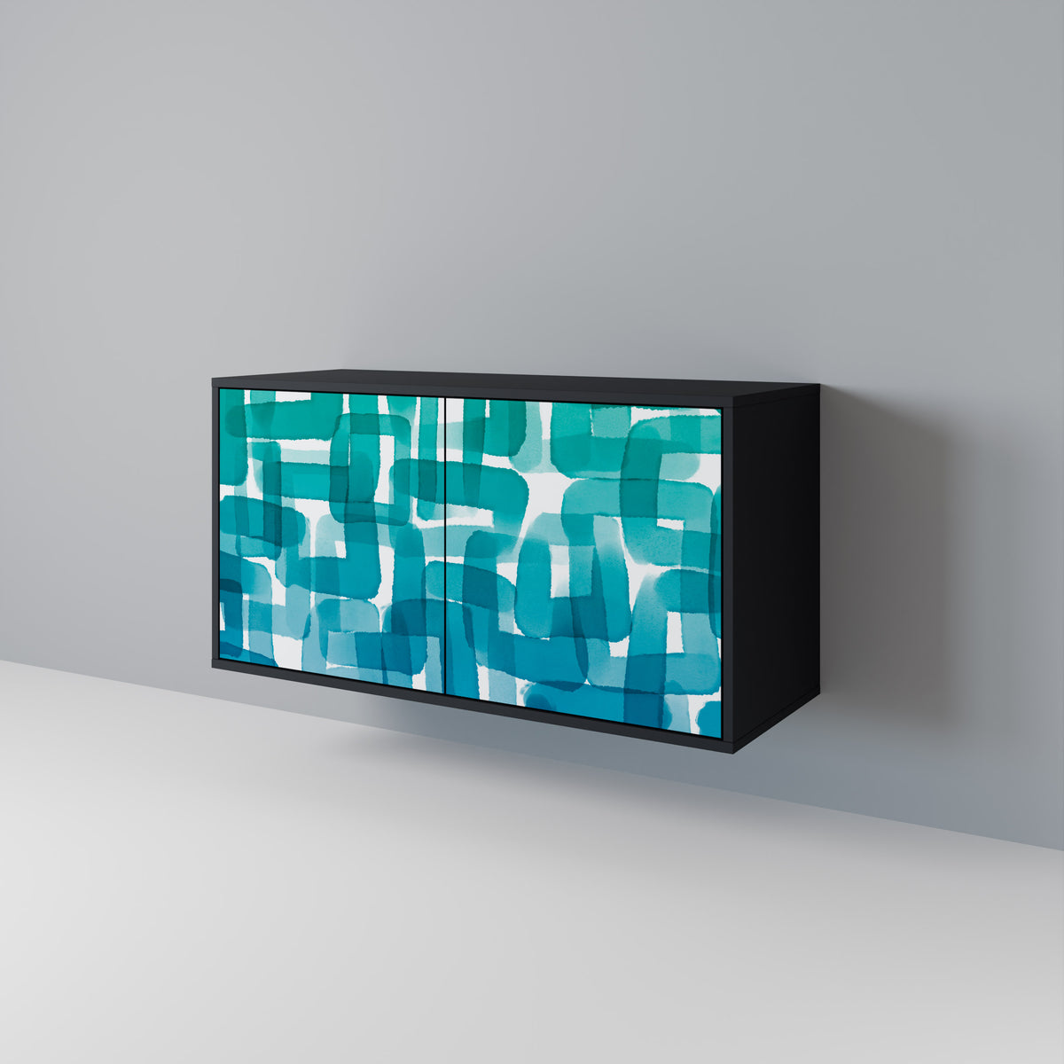 TURQUOISE RECTANGLES Skänk med två dörrar