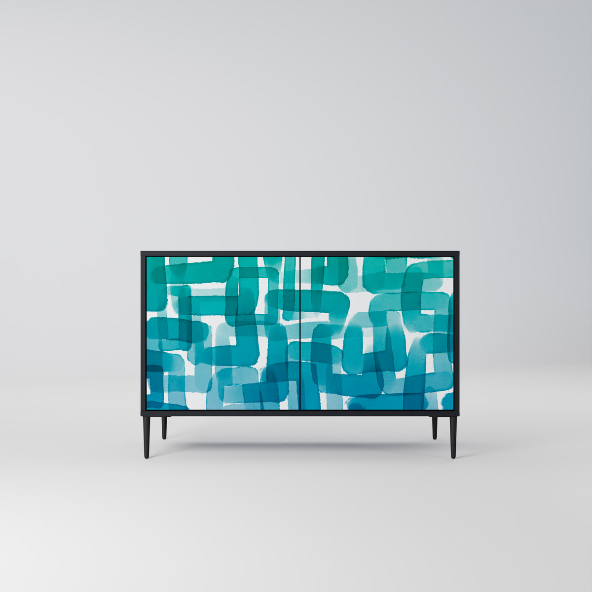 TURQUOISE RECTANGLES Skänk med två dörrar