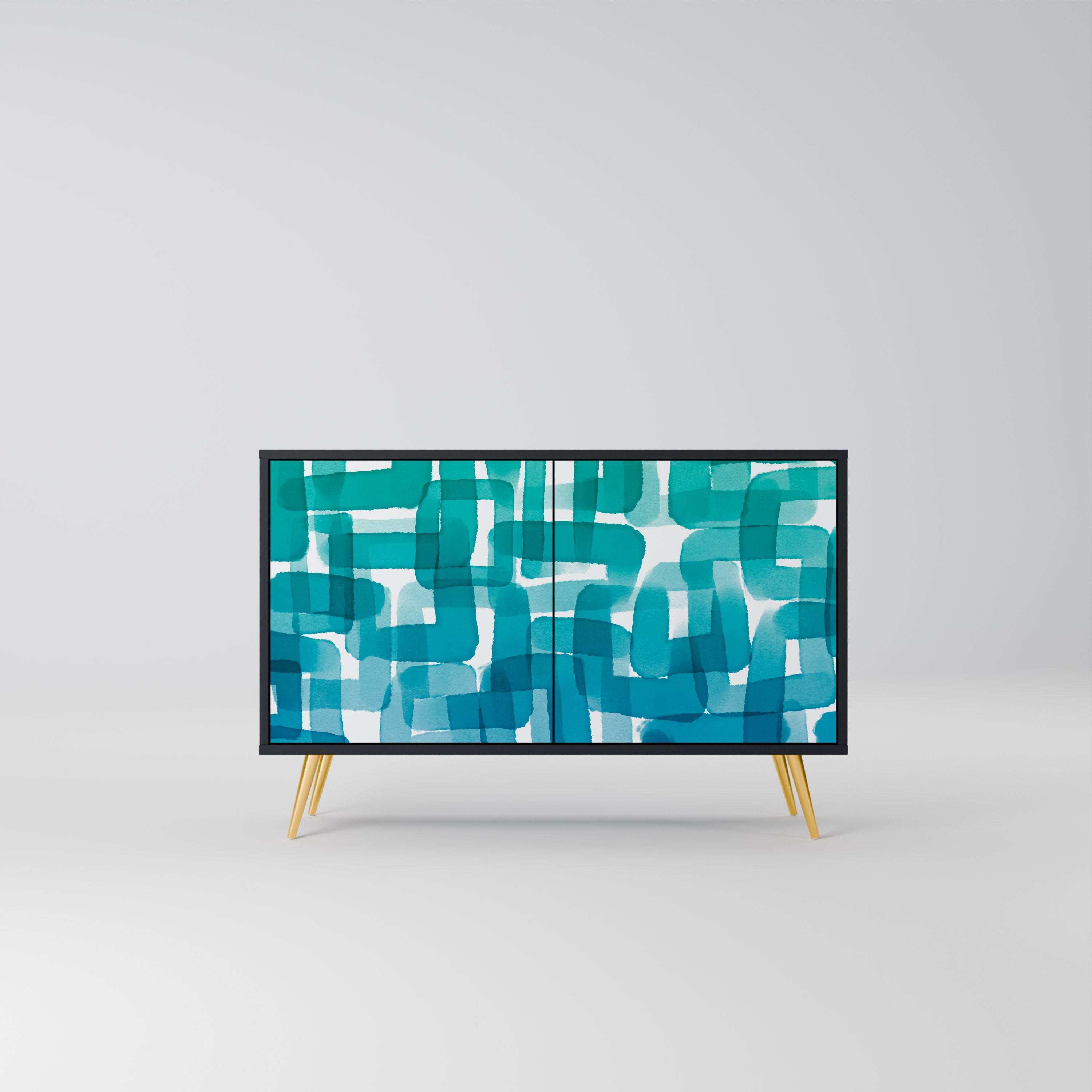 TURKOS RECTANGLES 2-dörrars skänk i svart finish