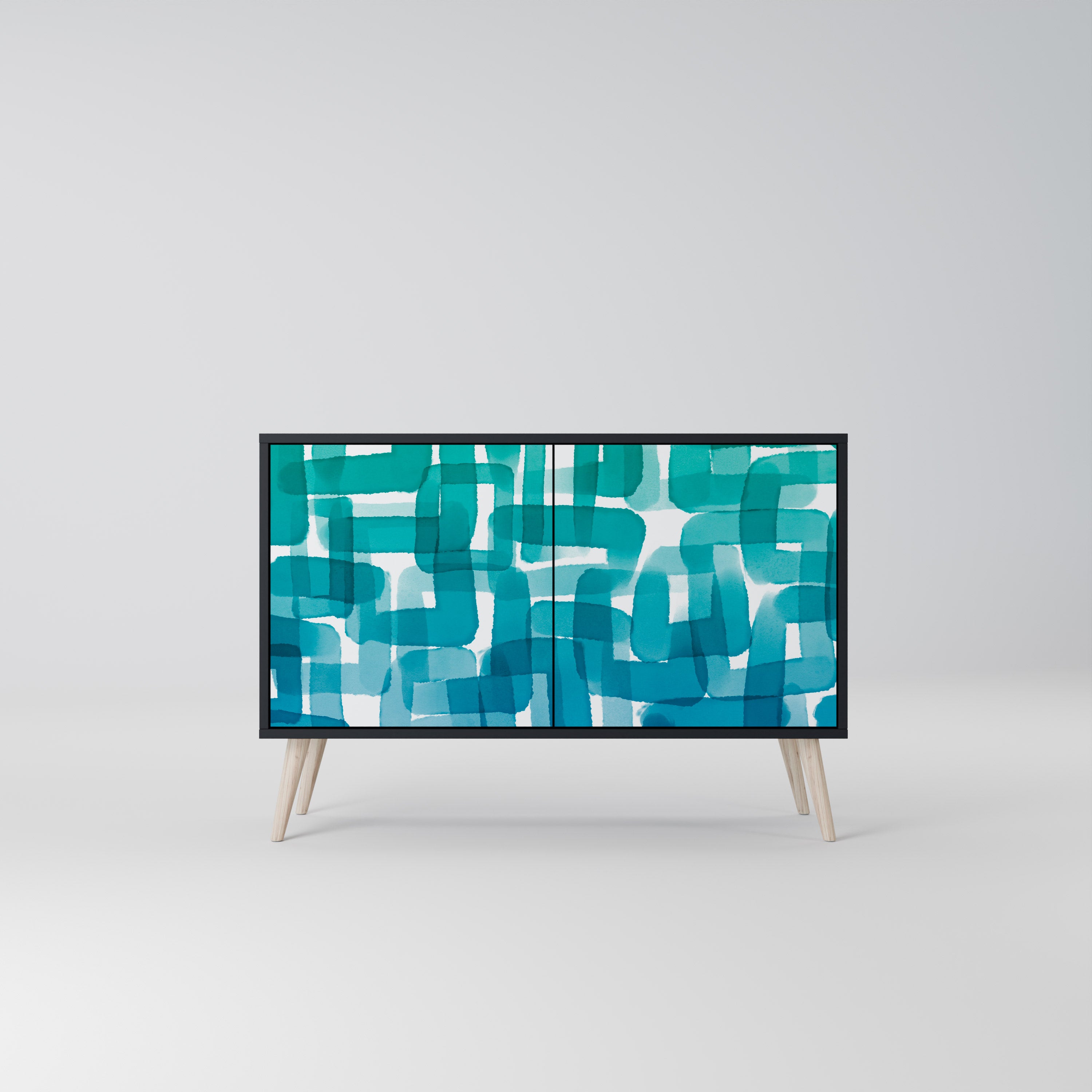 TURKOS RECTANGLES 2-dörrars skänk i svart finish