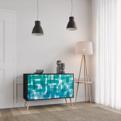 TURKOS RECTANGLES 2-dörrars skänk i svart finish