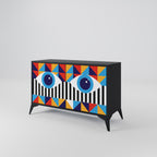 ABSTRACTION AND GEOMETRY 2-Door Sideboard in Black Finish