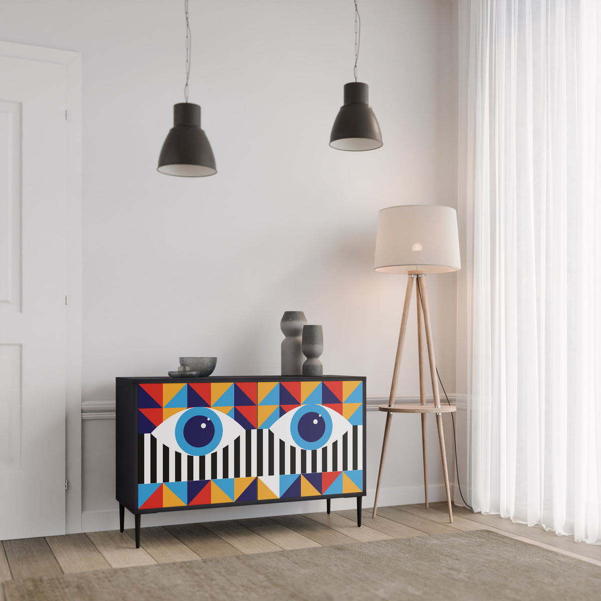 ABSTRACTION AND GEOMETRY Skänk med två dörrar
