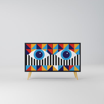 ABSTRACTION AND GEOMETRY 2-Door Sideboard in Black Finish