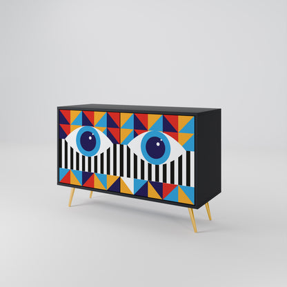 ABSTRACTION AND GEOMETRY 2-Door Sideboard in Black Finish