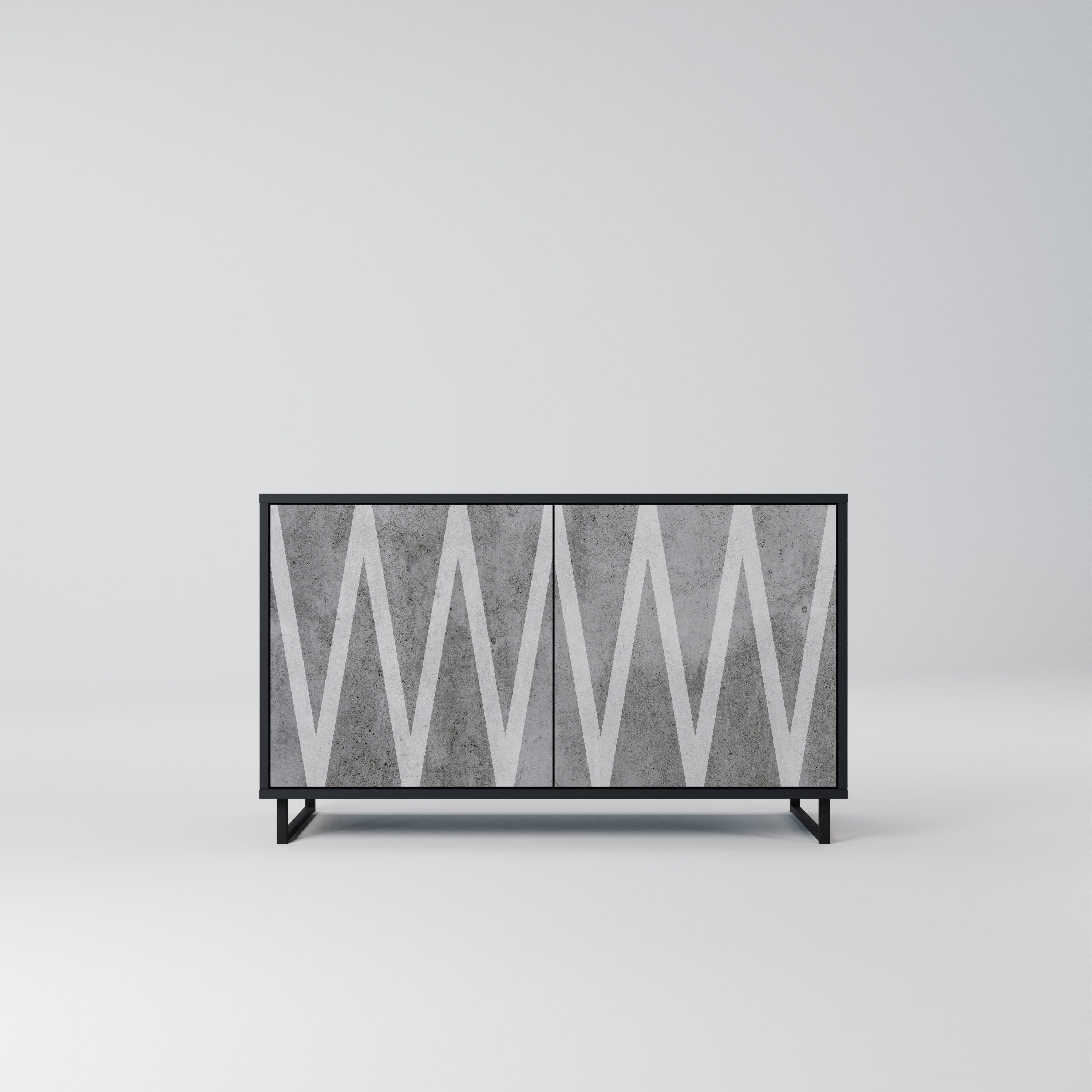 SOLID ZIG ZAG 2-dörrars skänk i svart finish