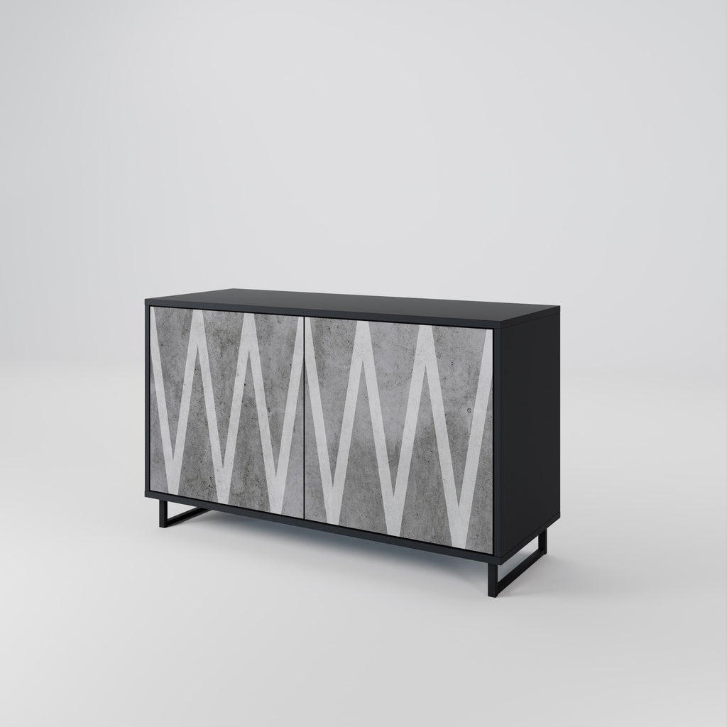 SOLID ZIG ZAG 2-dörrars skänk i svart finish