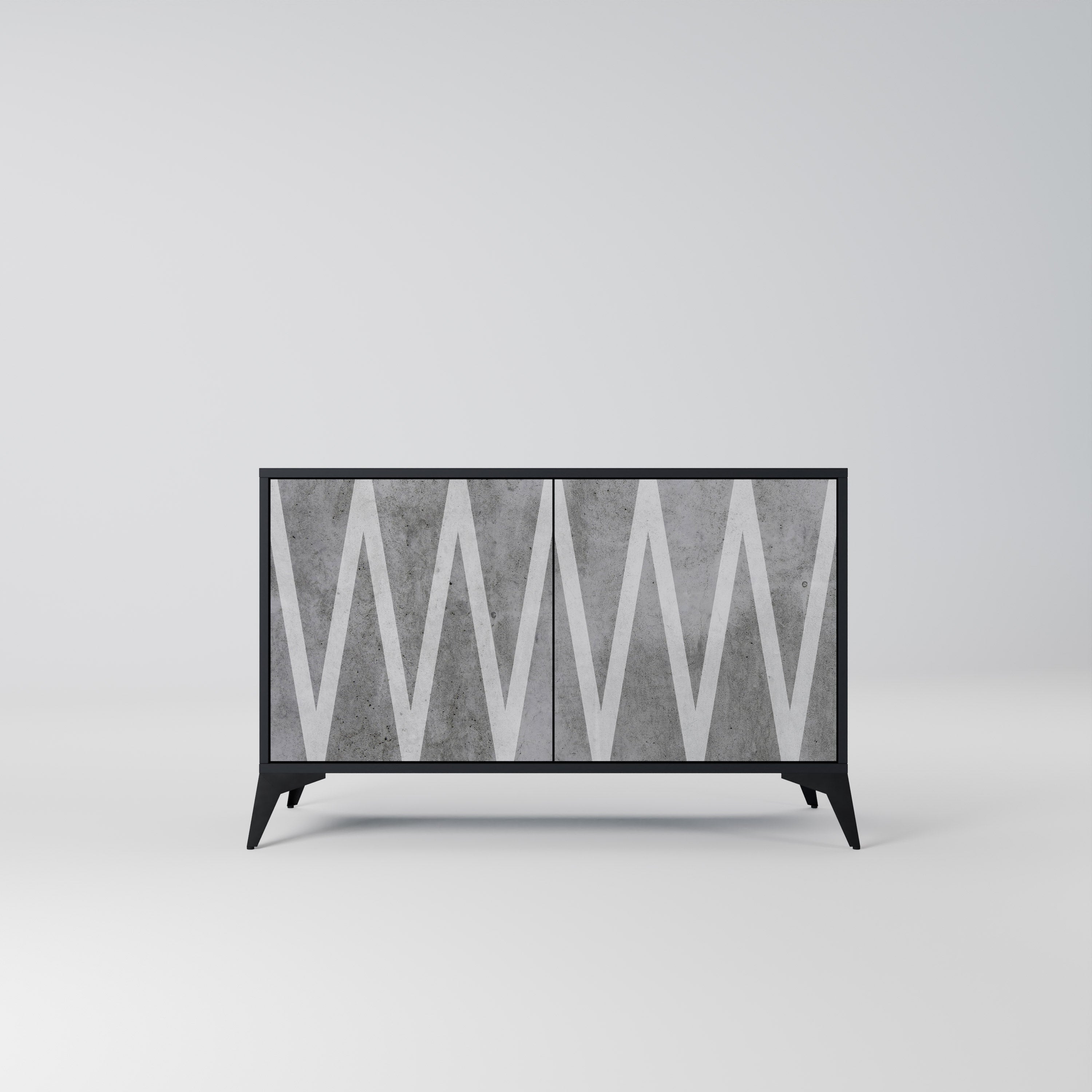 SOLID ZIG ZAG 2-dörrars skänk i svart finish