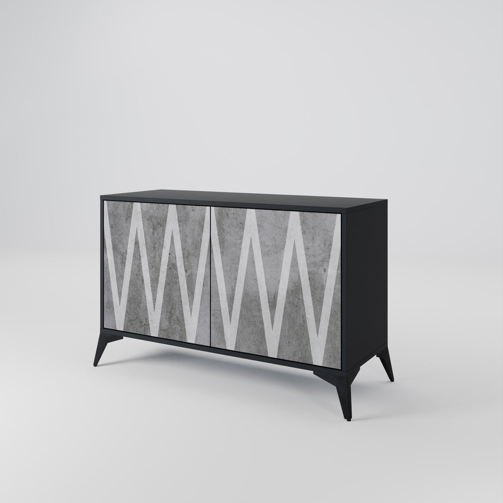 SOLID ZIG ZAG 2-dörrars skänk i svart finish