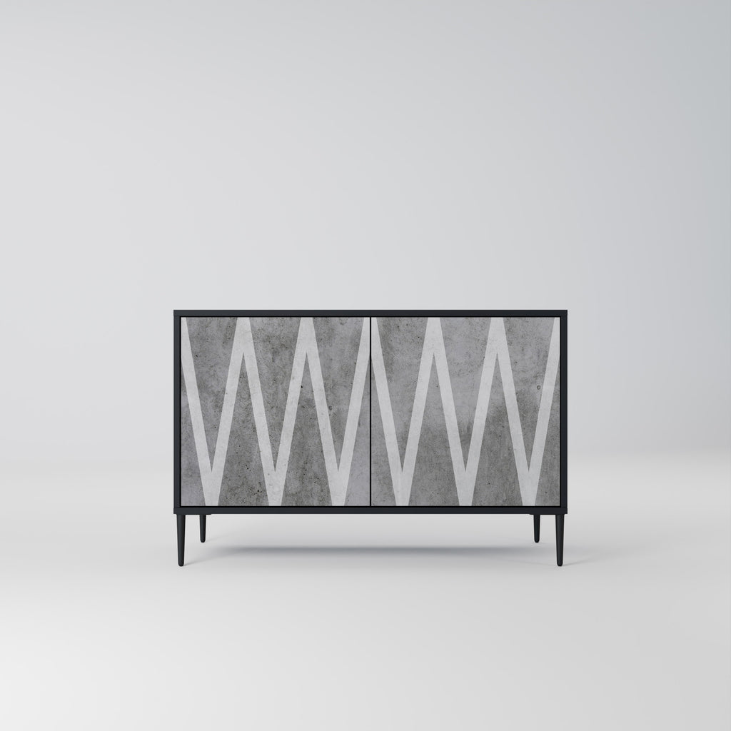 SOLID ZIG ZAG 2-dörrars skänk i svart finish
