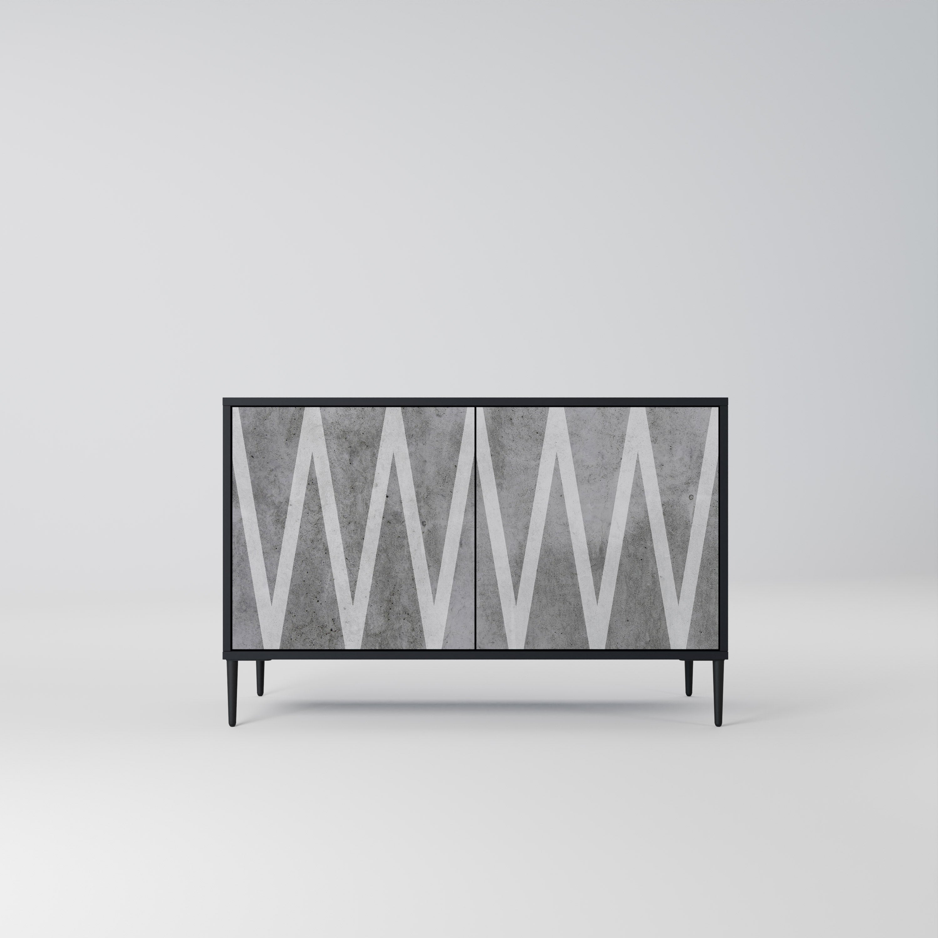 SOLID ZIG ZAG 2-dörrars skänk i svart finish