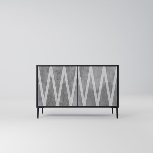 SOLID ZIG ZAG 2-dörrars skänk i svart finish