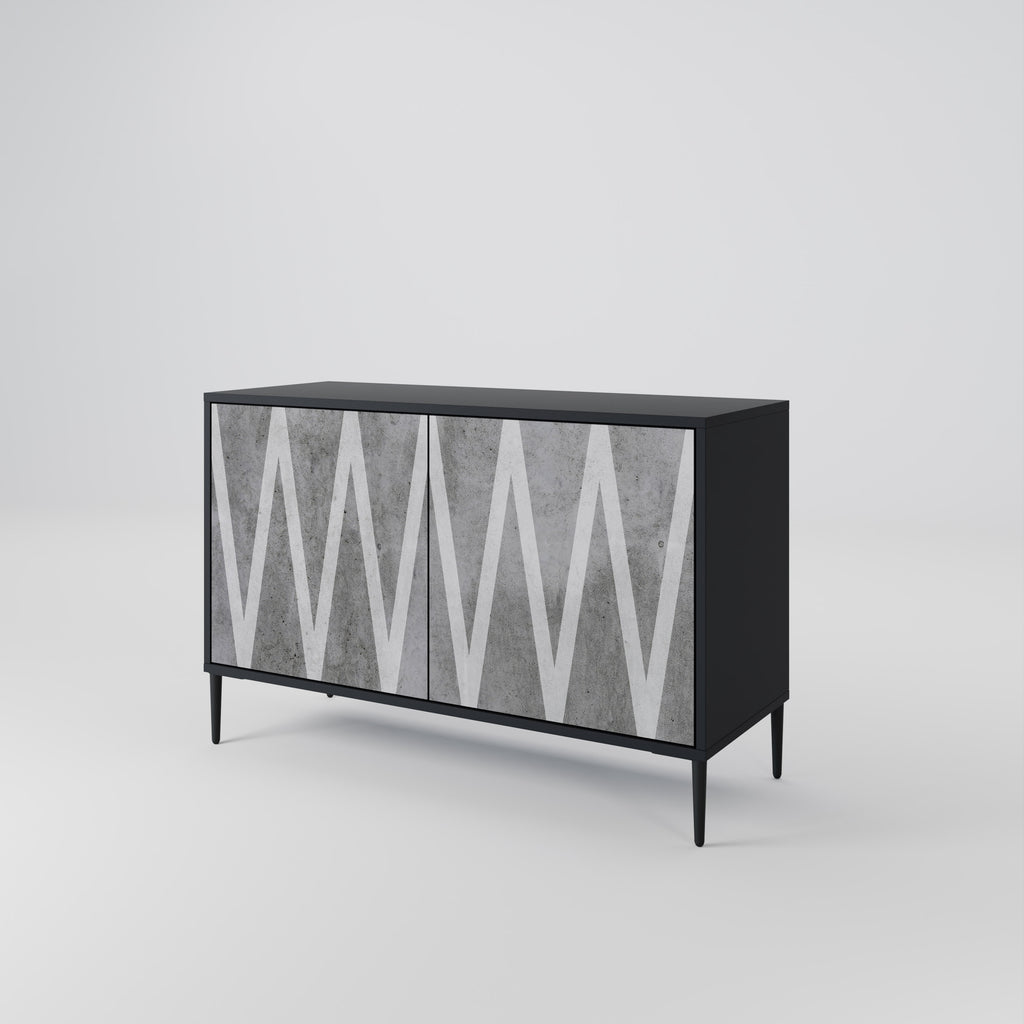 SOLID ZIG ZAG 2-dörrars skänk i svart finish