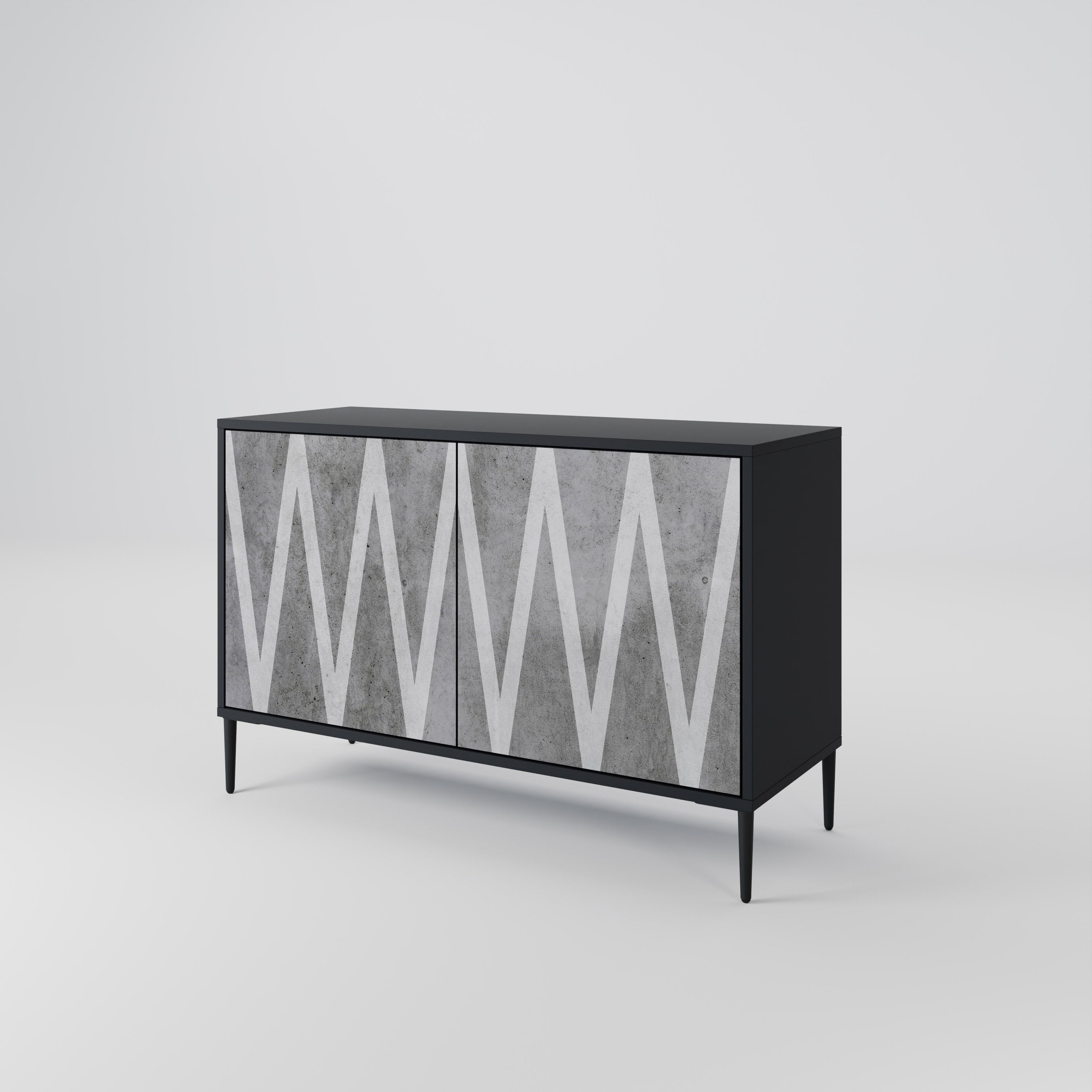 SOLID ZIG ZAG 2-dörrars skänk i svart finish