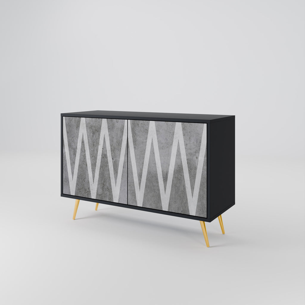 SOLID ZIG ZAG 2-dörrars skänk i svart finish