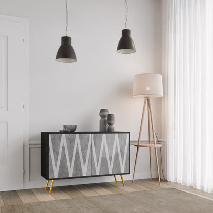 SOLID ZIG ZAG 2-dörrars skänk i svart finish