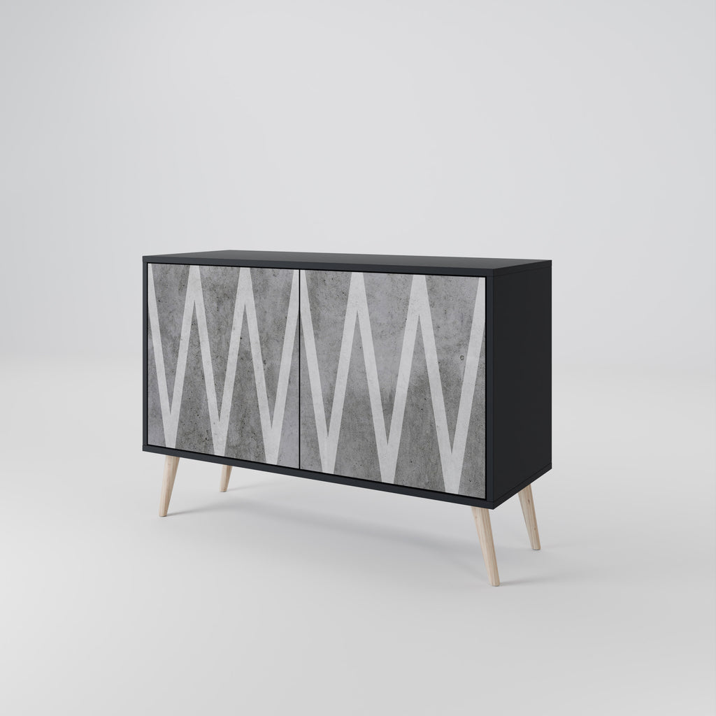 SOLID ZIG ZAG 2-dörrars skänk i svart finish
