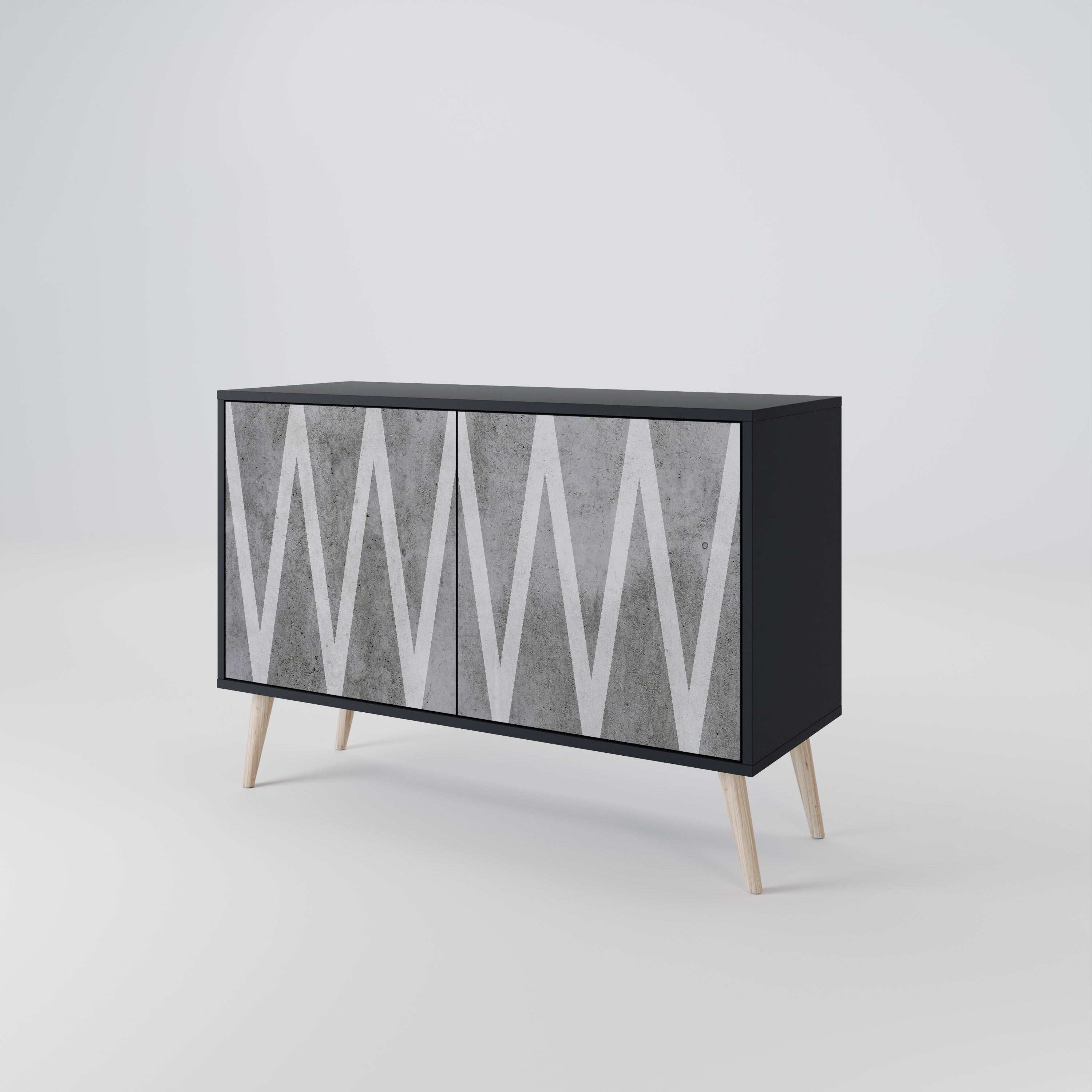 SOLID ZIG ZAG 2-dörrars skänk i svart finish