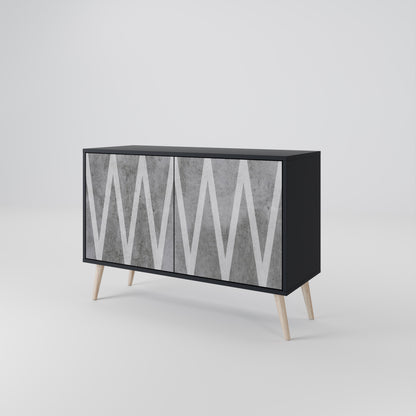 SOLID ZIG ZAG 2-dörrars skänk i svart finish