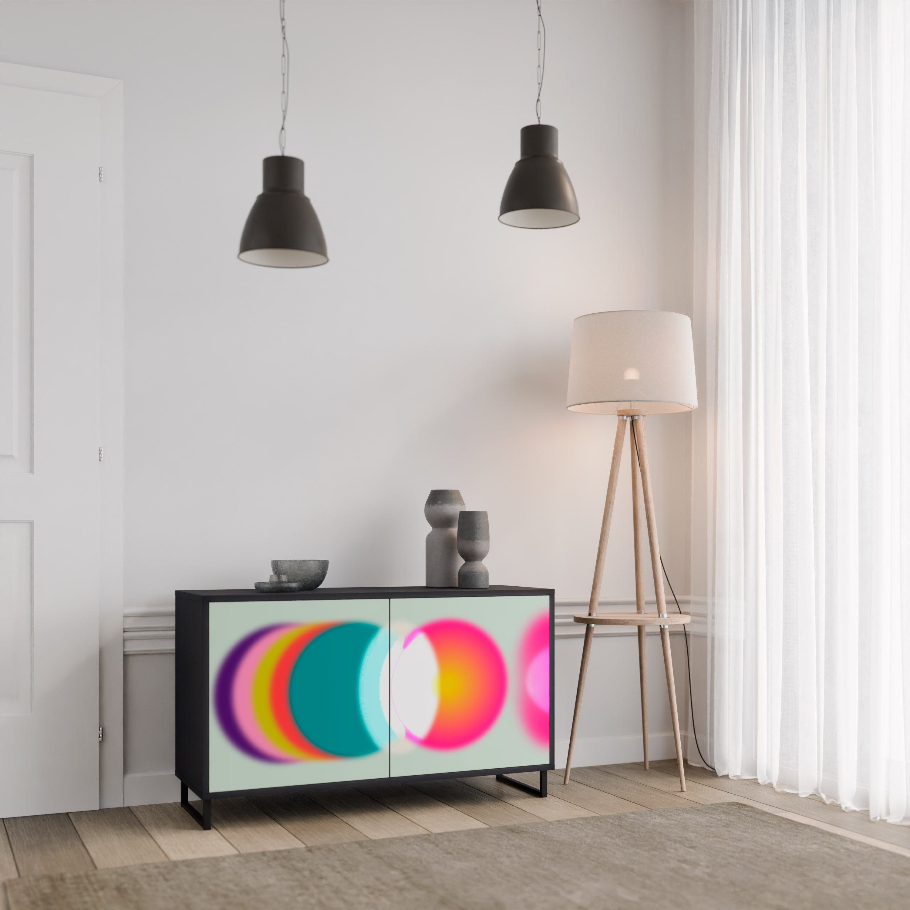 SYMPHONY OF COLOURS 2-dörrars skänk i svart finish