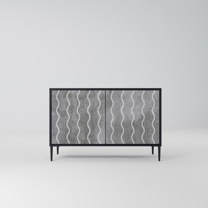 WAVES OF CONCRETE 2-Door Sideboard in Black Finish