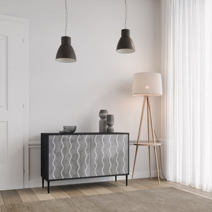 WAVES OF CONCRETE 2-Door Sideboard in Black Finish