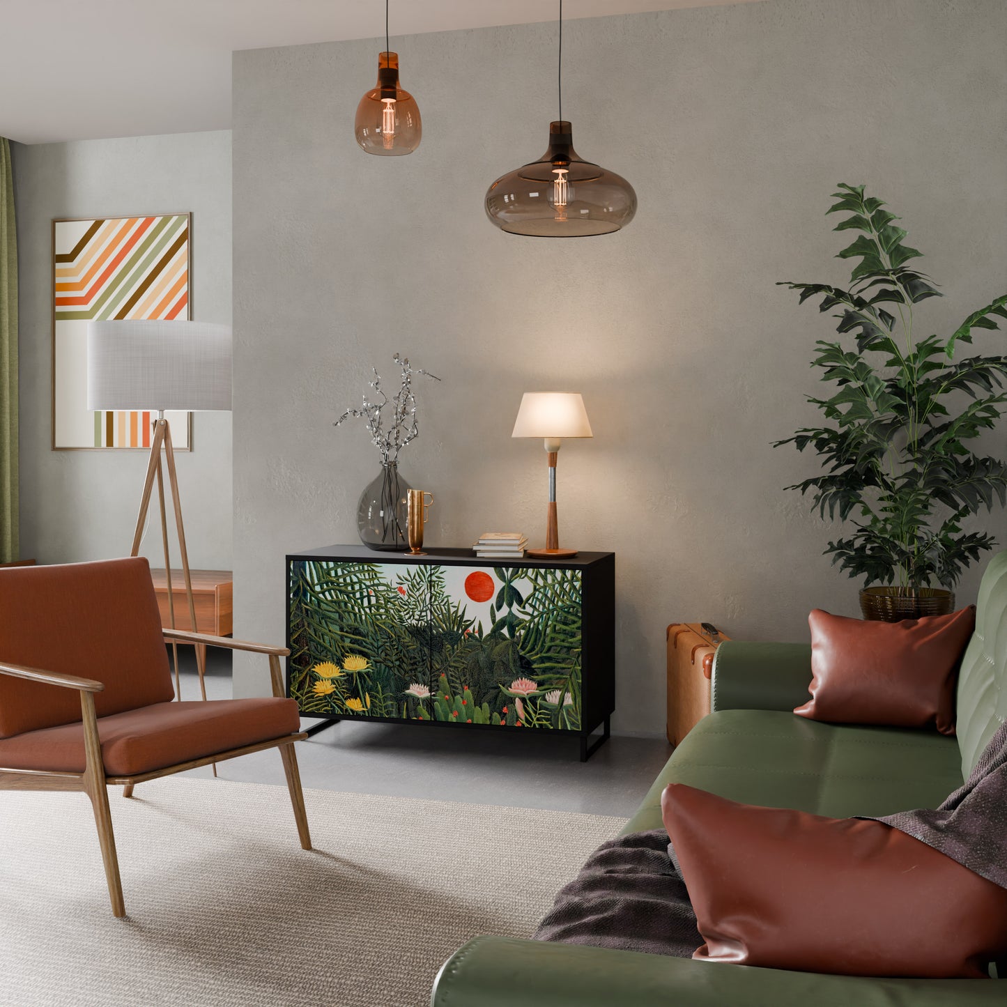 VIRGIN SKOG MED SUNSET 2-dörrars skänk i svart finish