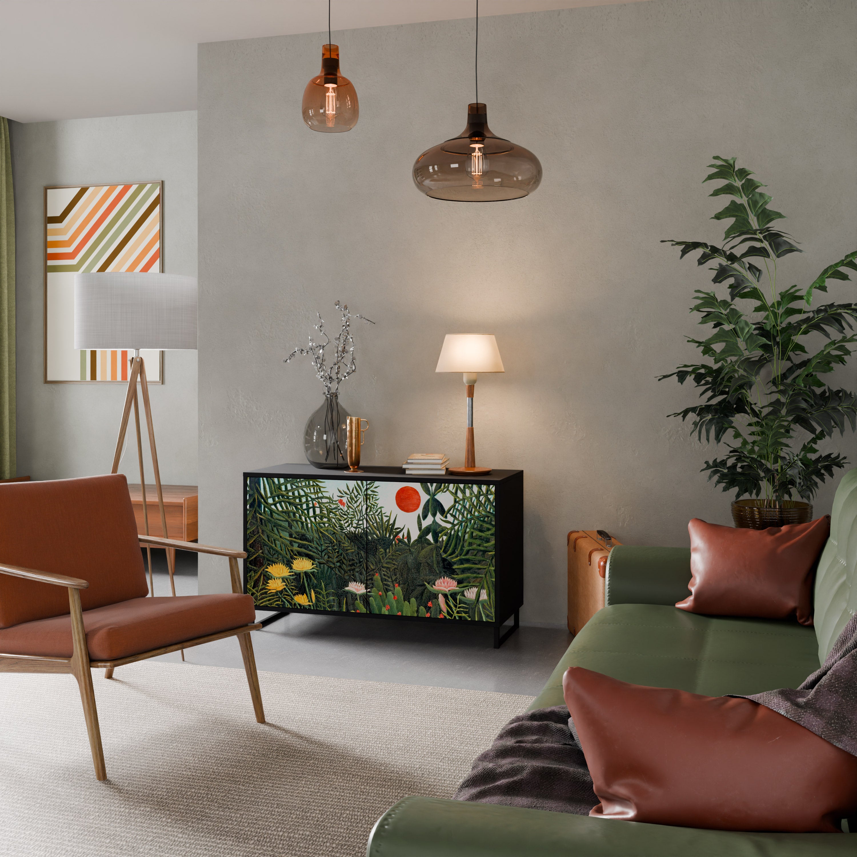 VIRGIN SKOG MED SUNSET 2-dörrars skänk i svart finish