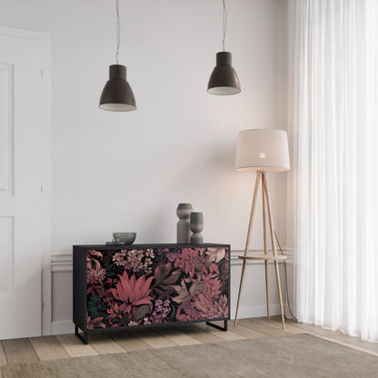 FLORAL WHISPER 2-Door Sideboard in Black Finish
