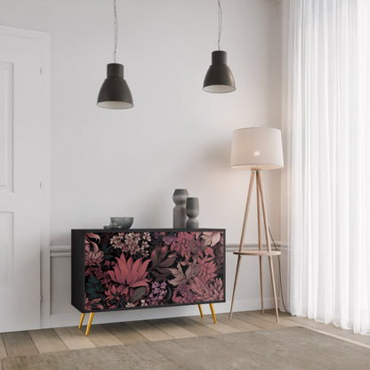 FLORAL WHISPER 2-Door Sideboard in Black Finish