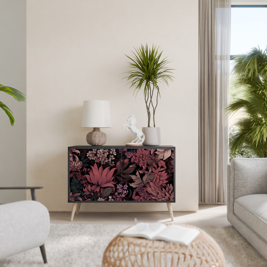 FLORAL WHISPER 2-dörrars skänk i svart finish
