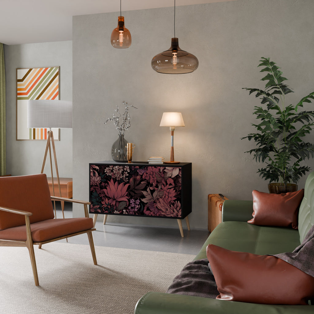 FLORAL WHISPER 2-dörrars skänk i svart finish