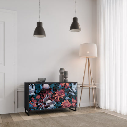 ETHEREAL BLOSSOMS 2-Door Sideboard in Black Finish