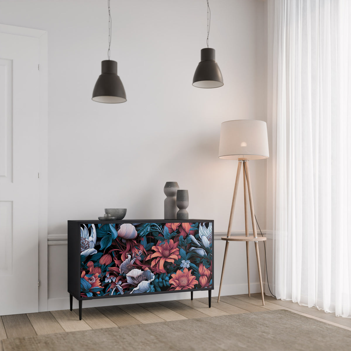 ETHEREAL BLOSSOMS Skänk med två dörrar