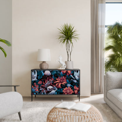 ETHEREAL BLOSSOMS 2-Door Sideboard in Black Finish
