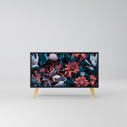 ETHEREAL BLOSSOMS 2-Door Sideboard in Black Finish