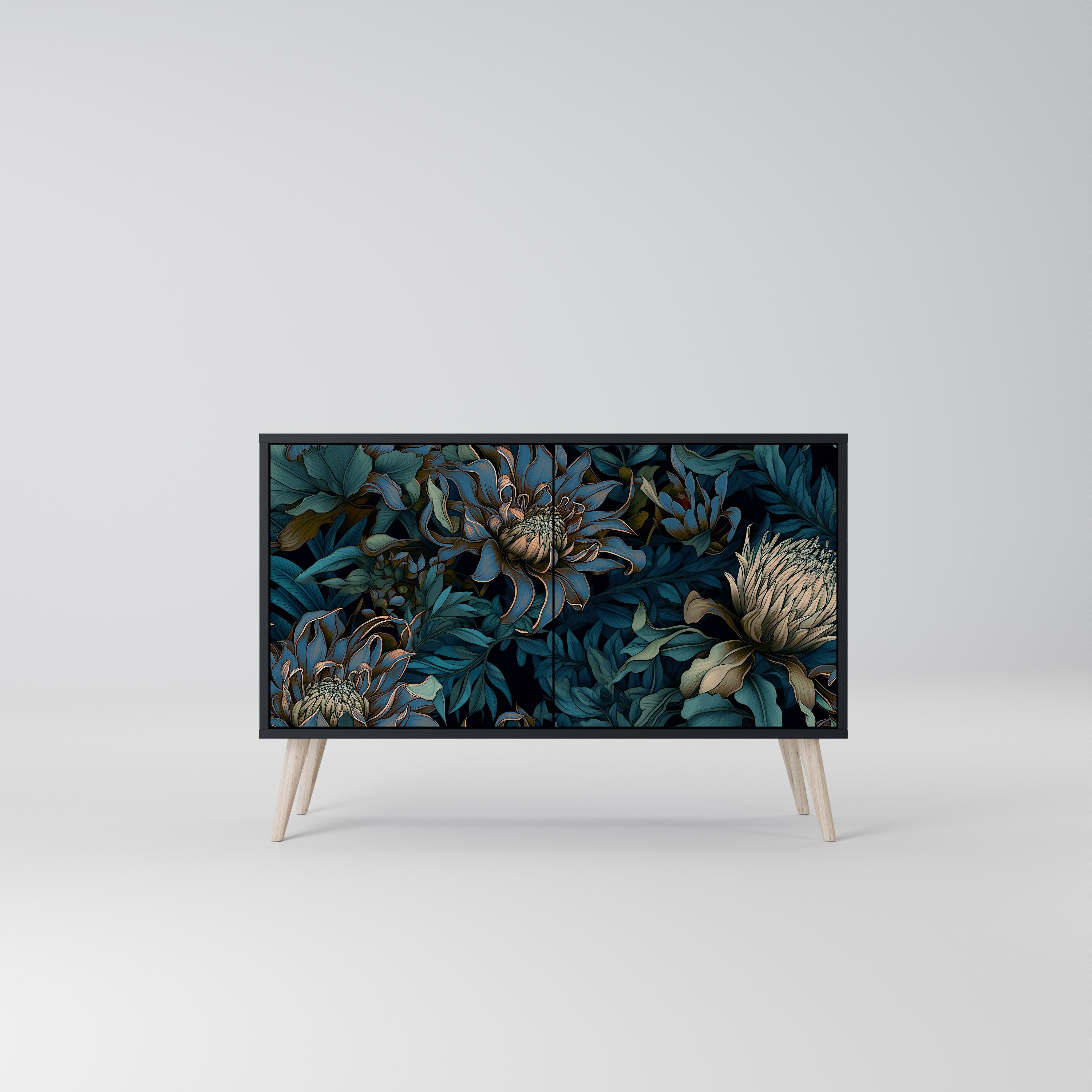 TWILIGHT BLOOM 2-dörrars skänk i svart finish